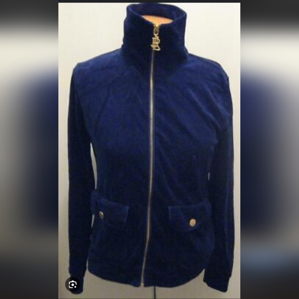 Ralph Lauren Navy Velour Jacket with Gold Accents_XL